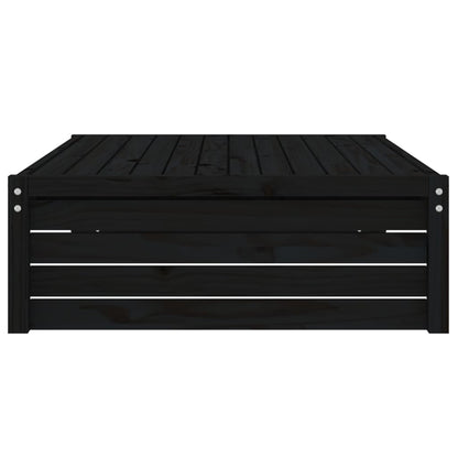 Black Garden Footstool - 120x80 cm Solid Pine Wood