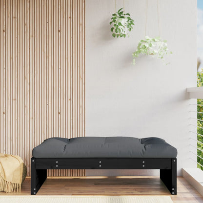 Black Garden Footstool - 120x80 cm Solid Pine Wood