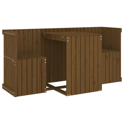 Honey Brown 2-Seater Solid Pine Wood Balcony Set