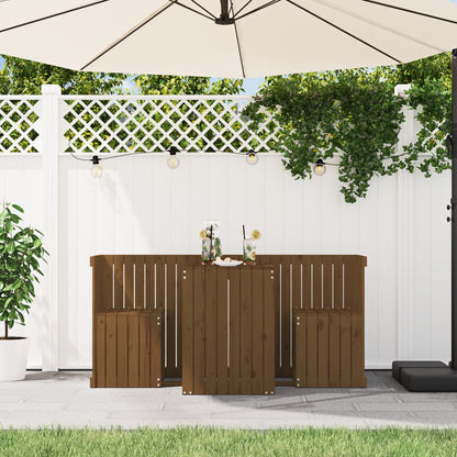 Honey Brown 2-Seater Solid Pine Wood Balcony Set
