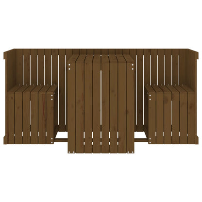Honey Brown 2-Seater Solid Pine Wood Balcony Set