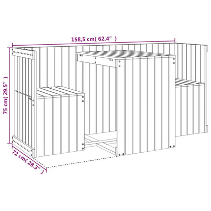Honey Brown 2-Seater Solid Pine Wood Balcony Set