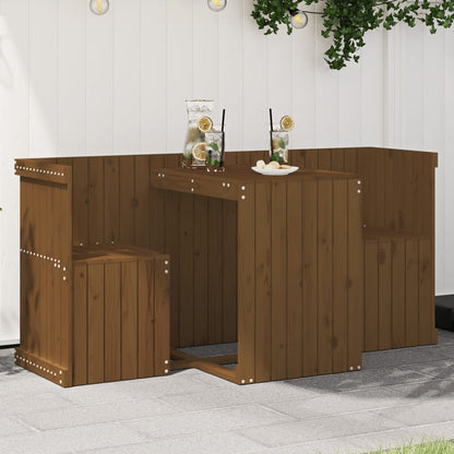 Honey Brown 2-Seater Solid Pine Wood Balcony Set