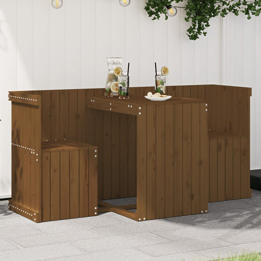 Honey Brown 2-Seater Solid Pine Wood Balcony Set