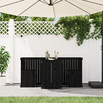 2-Seater Balcony Set in Black Solid Pine Wood