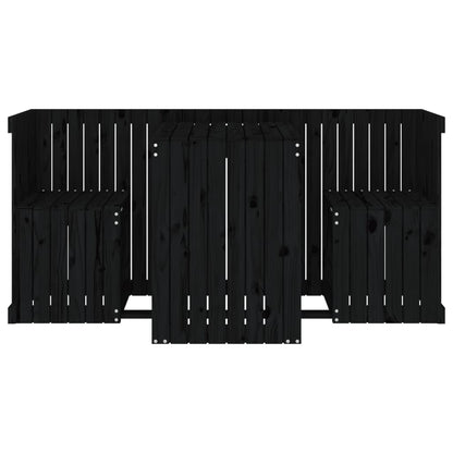 2-Seater Balcony Set in Black Solid Pine Wood