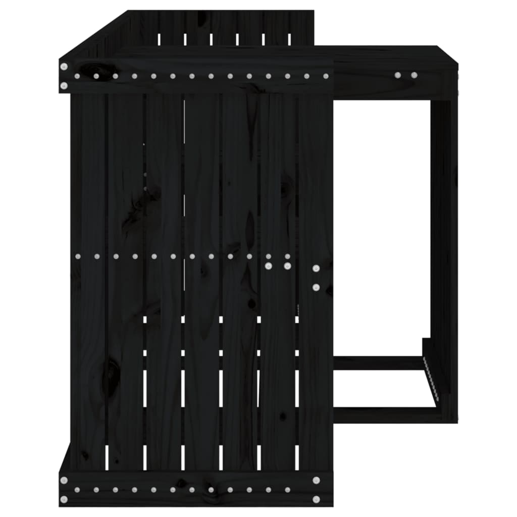 2-Seater Balcony Set in Black Solid Pine Wood