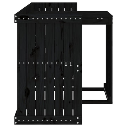 2-Seater Balcony Set in Black Solid Pine Wood