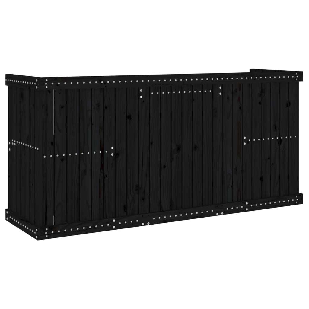 2-Seater Balcony Set in Black Solid Pine Wood