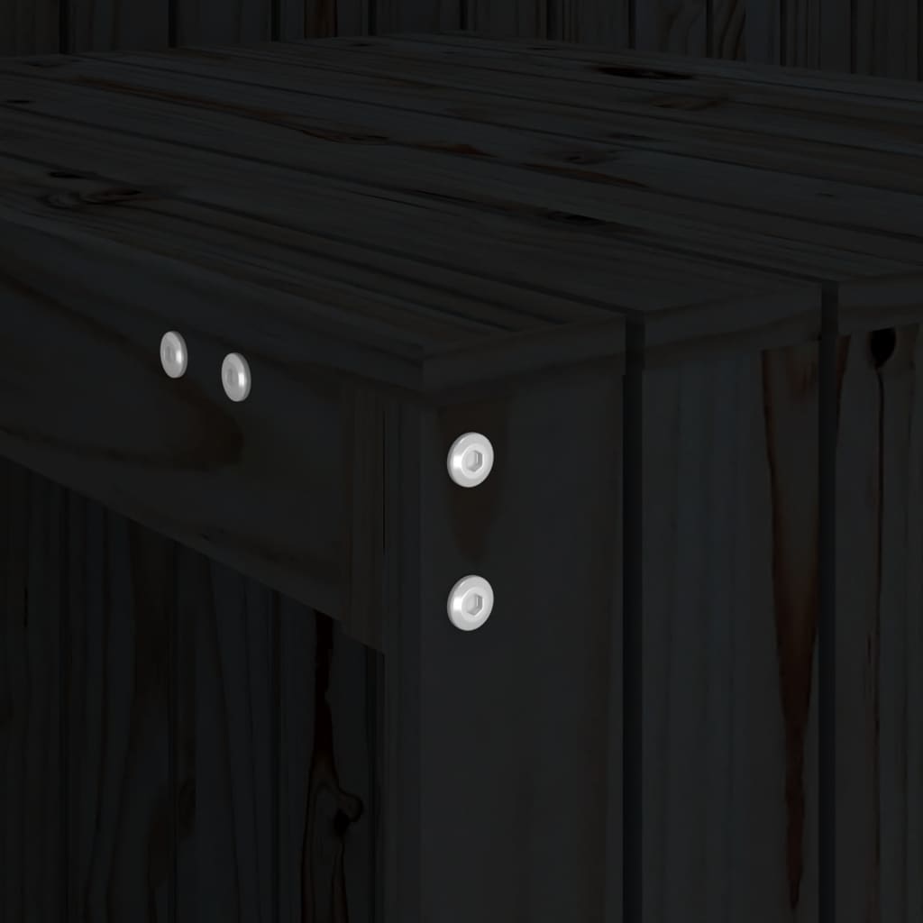 2-Seater Balcony Set in Black Solid Pine Wood