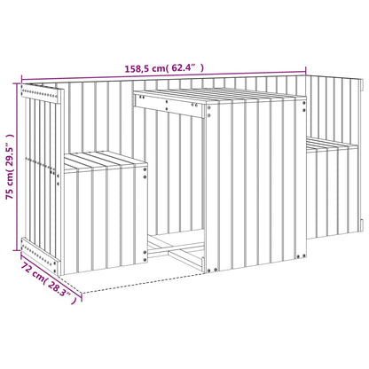 2-Seater Balcony Set in Black Solid Pine Wood