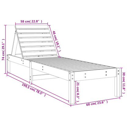 Solid Pine Sun Lounger 199.5x60x74 cm - Durable Outdoor Relaxation