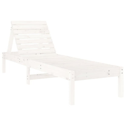 Solid Pine Wood Sun Loungers, 2-Piece, White, 199.5x60x74 cm
