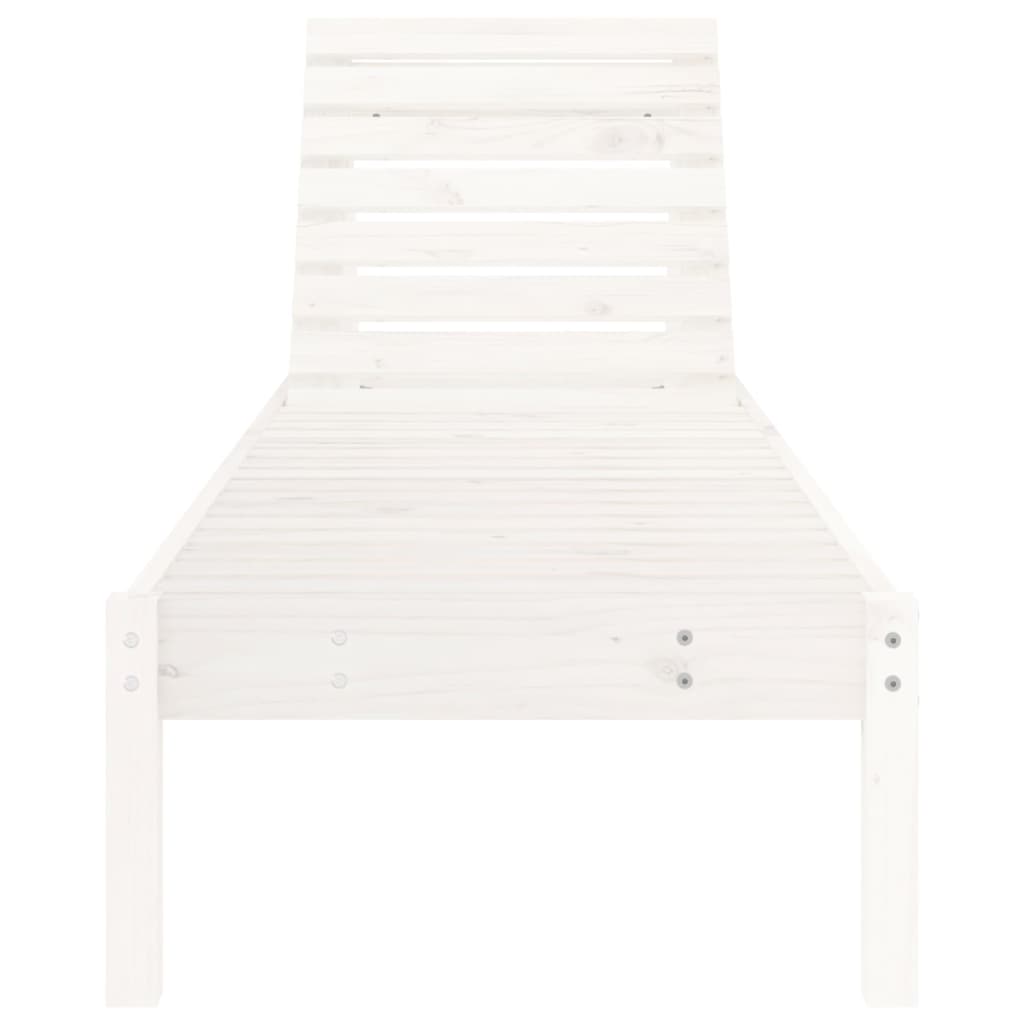 Solid Pine Wood Sun Loungers, 2-Piece, White, 199.5x60x74 cm