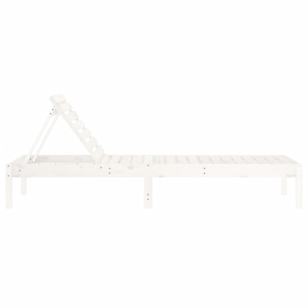 Solid Pine Wood Sun Loungers, 2-Piece, White, 199.5x60x74 cm