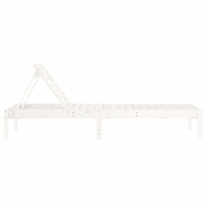 Solid Pine Wood Sun Loungers, 2-Piece, White, 199.5x60x74 cm