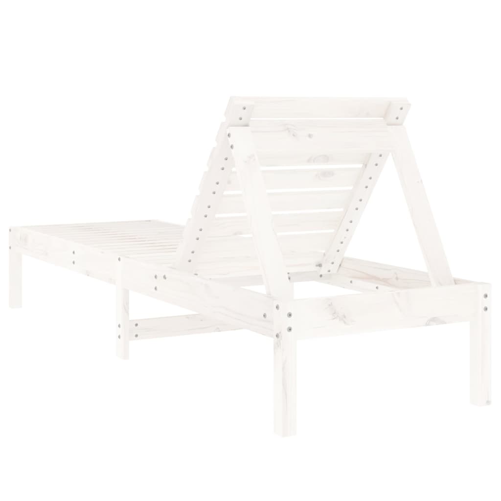 Solid Pine Wood Sun Loungers, 2-Piece, White, 199.5x60x74 cm