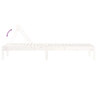 Solid Pine Wood Sun Loungers, 2-Piece, White, 199.5x60x74 cm