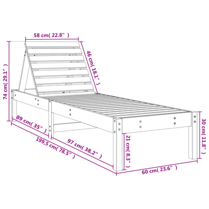 Solid Pine Wood Sun Loungers, 2-Piece, White, 199.5x60x74 cm