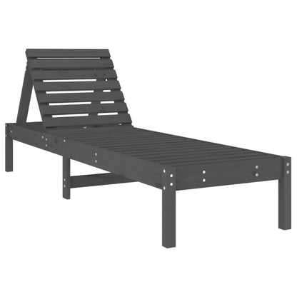 Solid Pine Sun Lounger - Grey, 199.5x60x74 cm