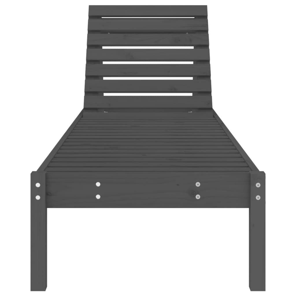 Solid Pine Sun Lounger - Grey, 199.5x60x74 cm