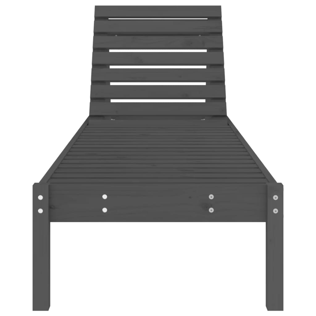 Solid Wood Pine Sun Loungers 2 pcs, Grey, 199.5x60x74 cm