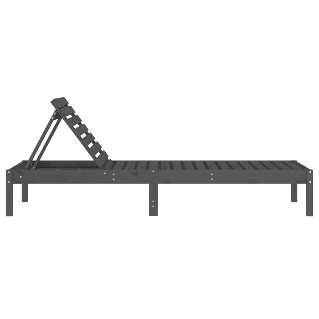 Solid Wood Pine Sun Loungers 2 pcs, Grey, 199.5x60x74 cm