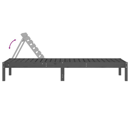 Solid Wood Pine Sun Loungers 2 pcs, Grey, 199.5x60x74 cm
