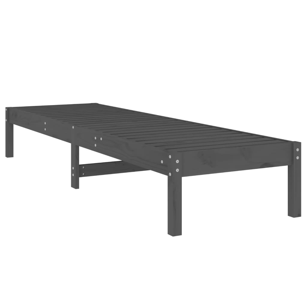 Solid Wood Pine Sun Loungers 2 pcs, Grey, 199.5x60x74 cm