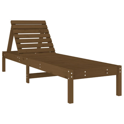 Solid Pine Wood Sun Lounger, Honey Brown, 199.5x60x74 cm