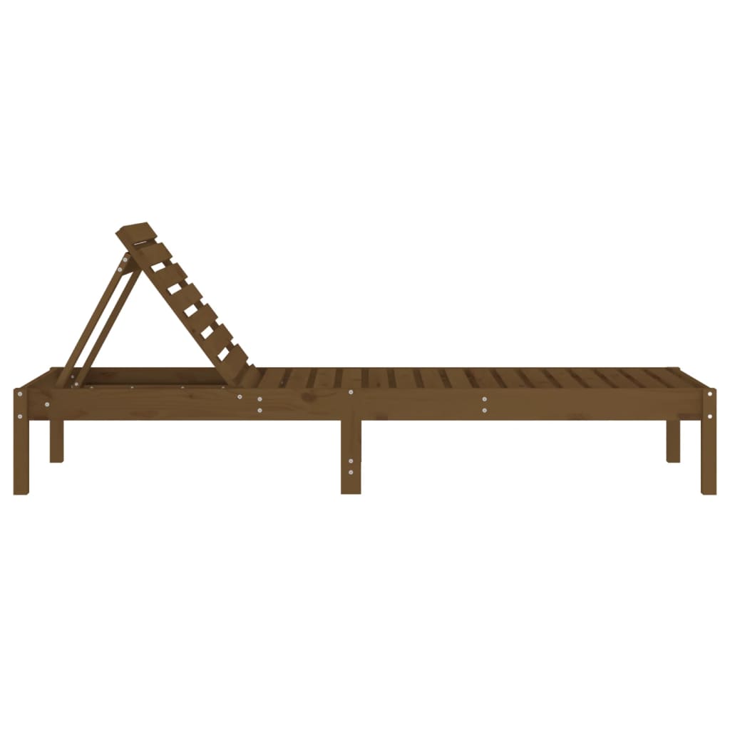 Solid Pine Wood Sun Lounger, Honey Brown, 199.5x60x74 cm
