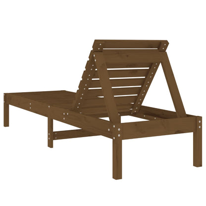Solid Pine Wood Sun Lounger, Honey Brown, 199.5x60x74 cm