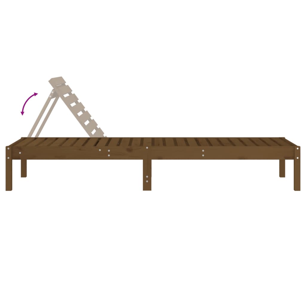 Solid Pine Wood Sun Lounger, Honey Brown, 199.5x60x74 cm
