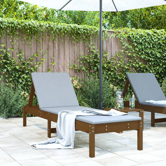 Solid Pine Wood Sun Lounger, Honey Brown, 199.5x60x74 cm