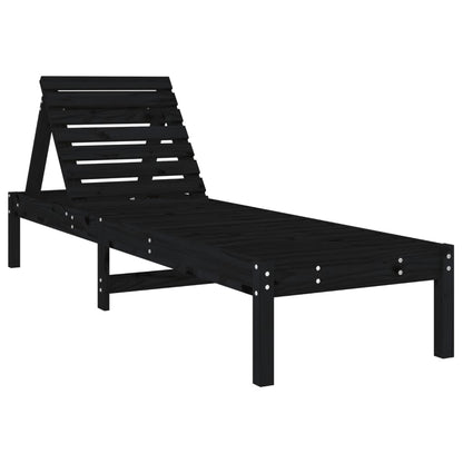 Black Solid Pine Sun Loungers 2pcs, 199.5x60x74 cm