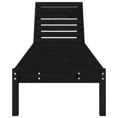 Black Solid Pine Sun Loungers 2pcs, 199.5x60x74 cm