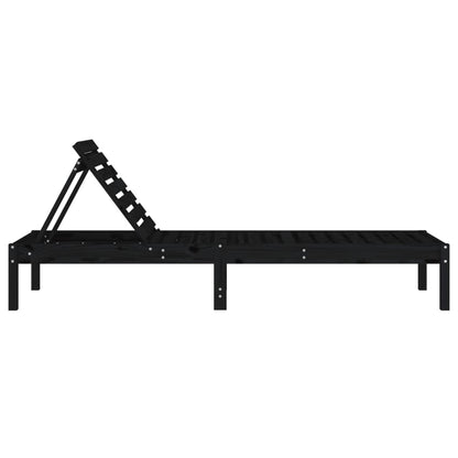 Black Solid Pine Sun Loungers 2pcs, 199.5x60x74 cm