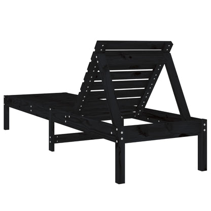 Black Solid Pine Sun Loungers 2pcs, 199.5x60x74 cm