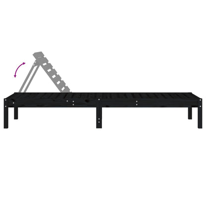 Black Solid Pine Sun Loungers 2pcs, 199.5x60x74 cm