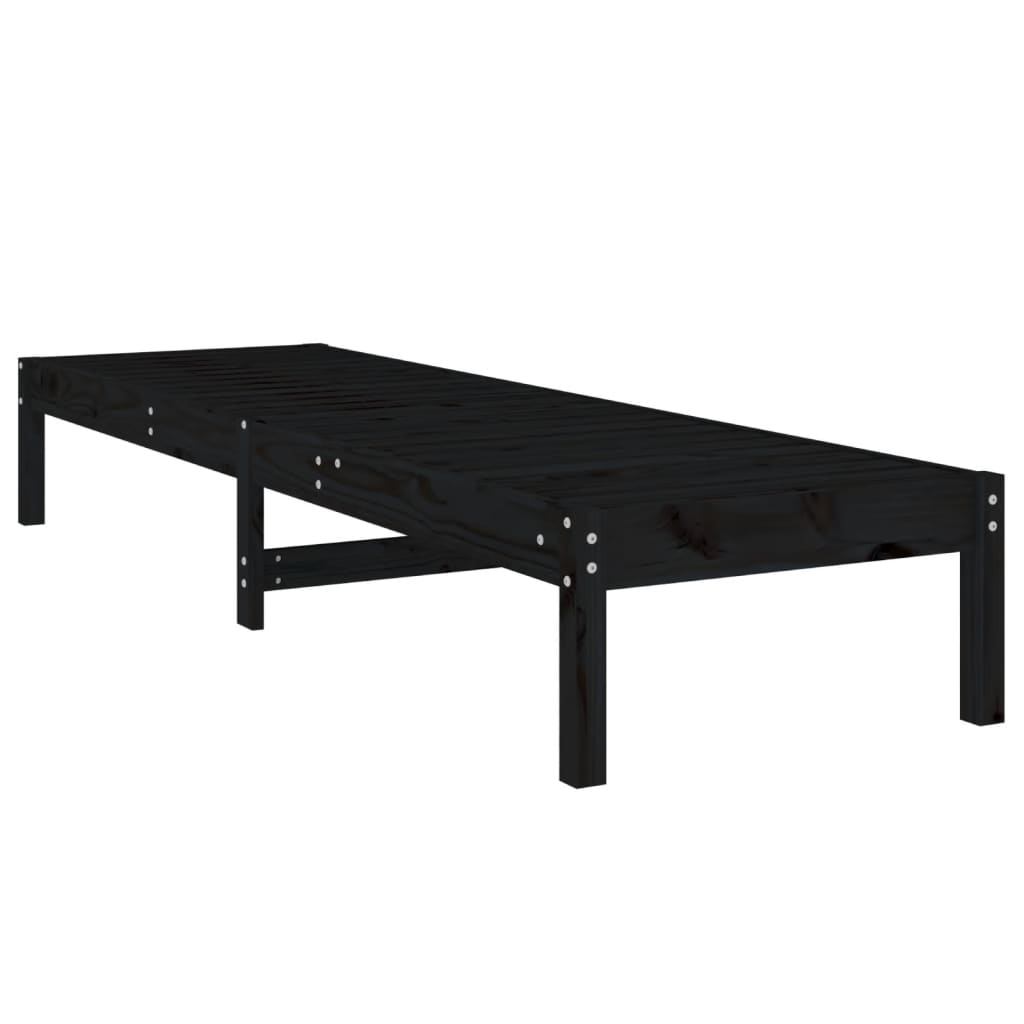 Black Solid Pine Sun Loungers 2pcs, 199.5x60x74 cm