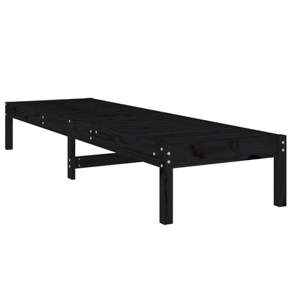 Black Solid Pine Sun Loungers 2pcs, 199.5x60x74 cm