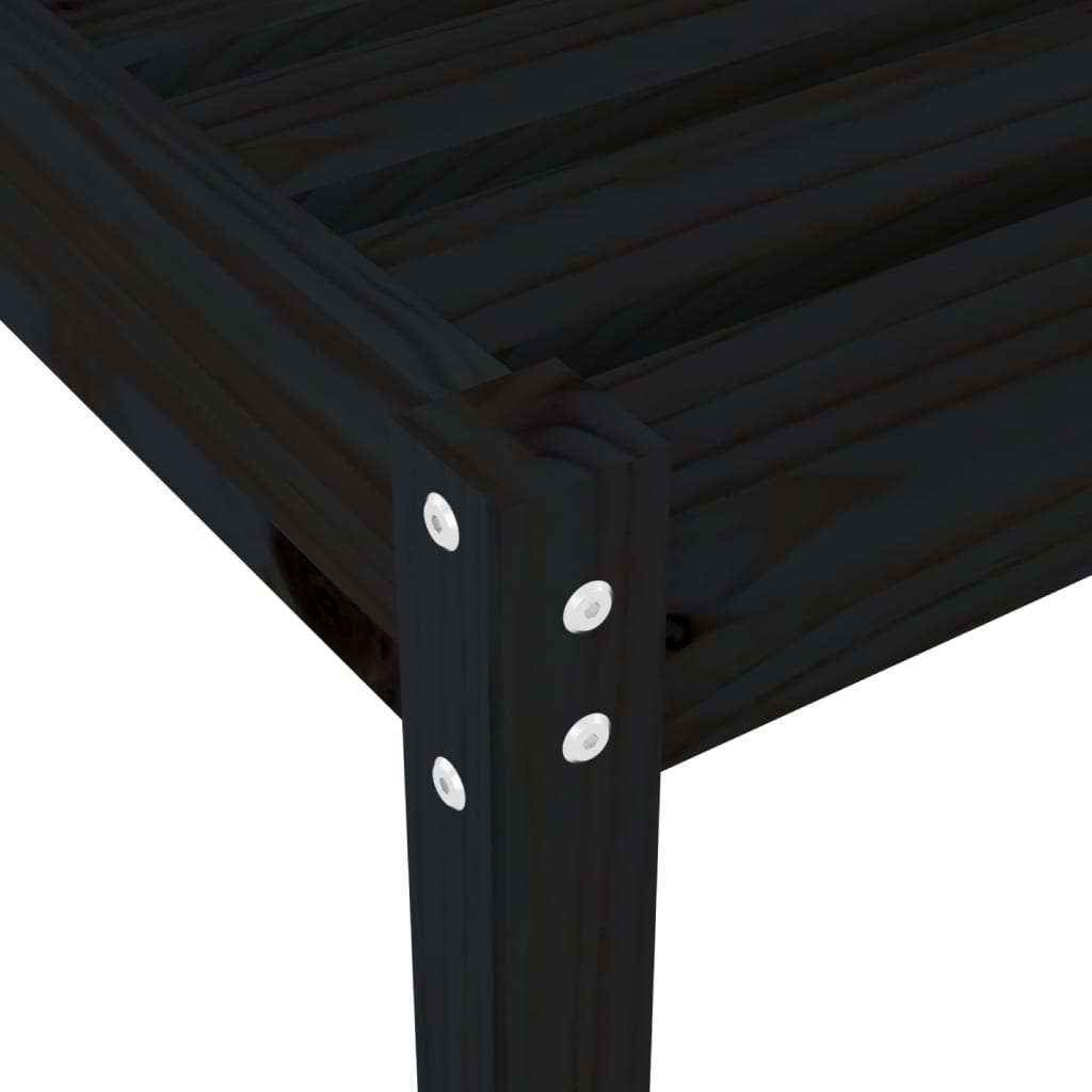 Black Solid Pine Sun Loungers 2pcs, 199.5x60x74 cm