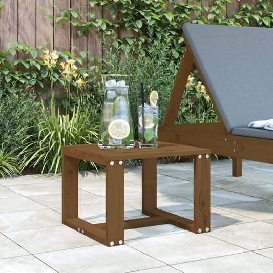 Solid Pine Wood Garden Side Table - Honey Brown, 40x38x28.5 cm