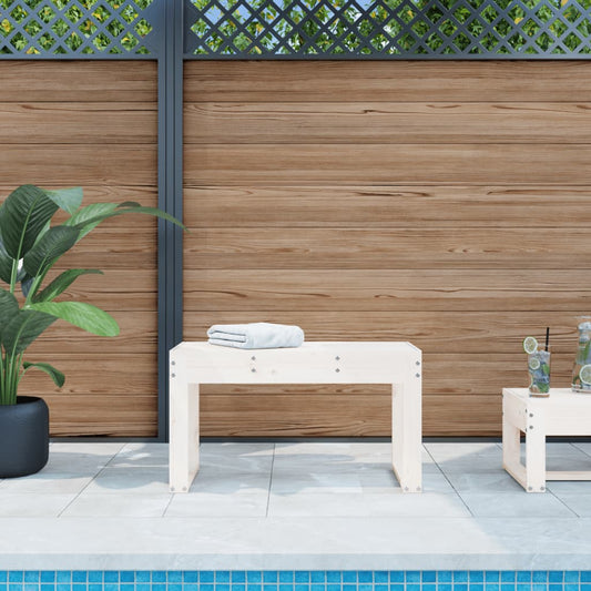 White Solid Wood Pine Garden Bench - 80x38x45 cm