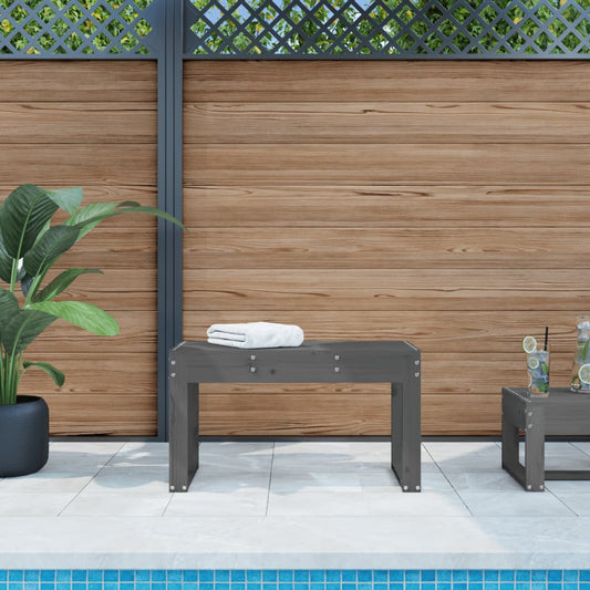Solid Pine Garden Bench - Grey 80x38x45 cm