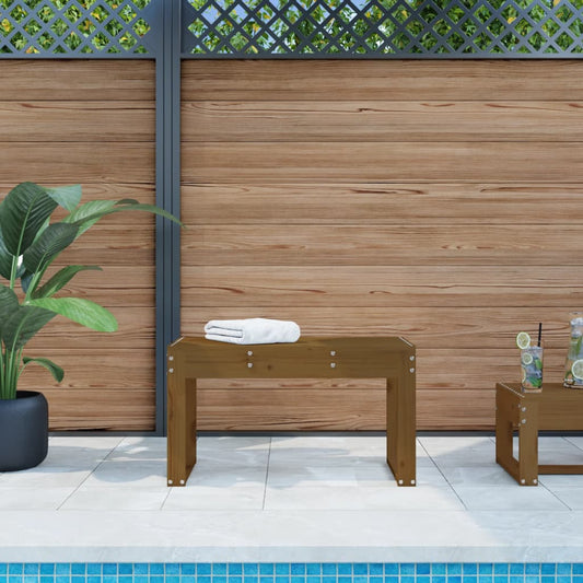 Solid Pine Garden Bench - Honey Brown, 80x38x45 cm