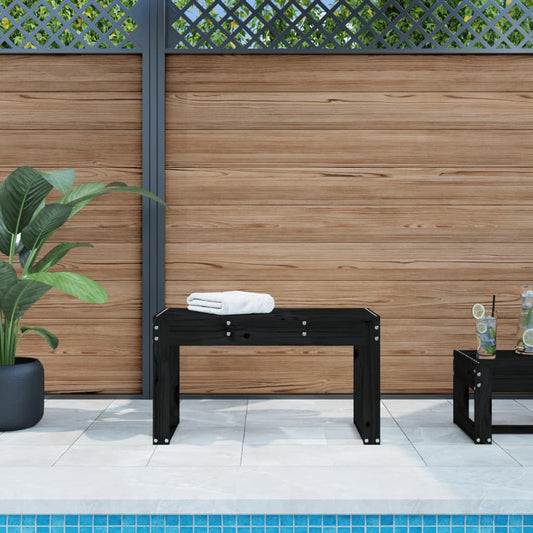 Solid Wood Pine Garden Bench, Black 80x38x45 cm