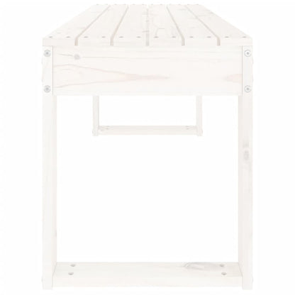 White Garden Bench 110x38x45 cm - Solid Pine Wood Patio Seating