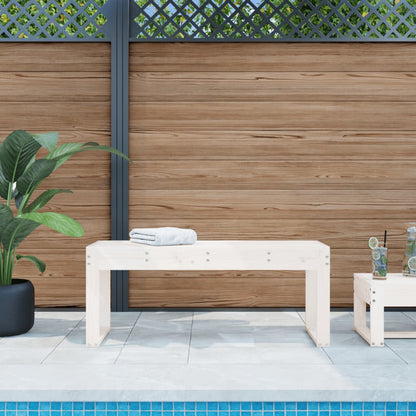 White Garden Bench 110x38x45 cm - Solid Pine Wood Patio Seating