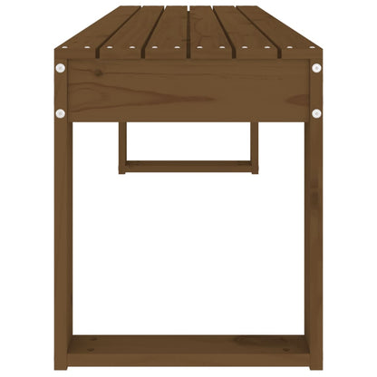 Solid Pine Wood Garden Bench, Honey Brown, 110x38x45 cm